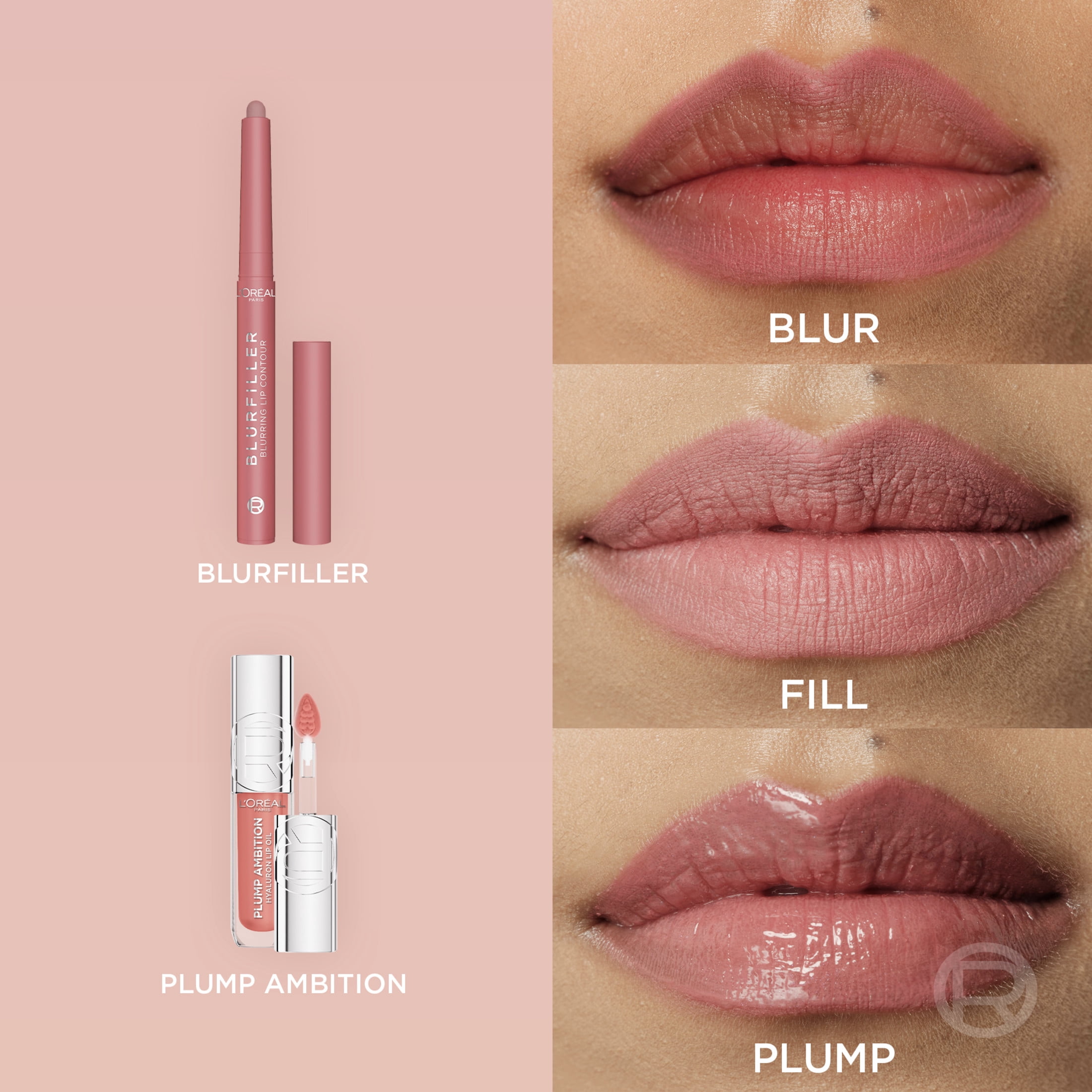 L'Oréal Paris Blurfiller Crayon Contour des Lèvres Floutant Effet Flou Doux et Naturel, Bordeaux Bisous