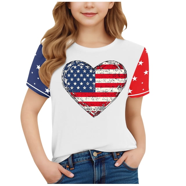 T-Shirt Graphique à Manches Courtes pour Enfants, Col Rond, Mélange Doux Polyester-Spandex, Respirant, Tenue Décontractée, pour Garçons et Filles 3-14 Ans