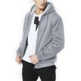 thumbnail image 1 of MAWCLOS Sweat à Capuche Zippé pour Hommes, Couleur Unie, Épais, Manches Longues, Gris Clair L, 1 of 6