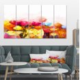 thumbnail image 1 of Yellow Pink Red Tulips on White - Large Floral Canvas Artwork, 1 of 4
