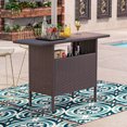 thumbnail image 2 of Outsunny Table de Bar en Rotin de 55 Pouces avec 2 Tablettes de Rangement et Cadre en Acier, 2 of 10