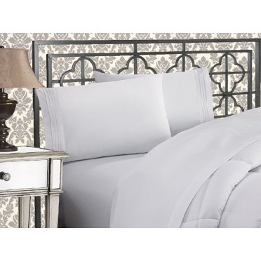Elegant Comfort Luxurious 1500 Thread Count Egyptian Quality Three Line Embroidered Softest Premium Hotel Quality 4-Piece Bed Sheet Set, Wrinkle and Fade Resistant, California King, White