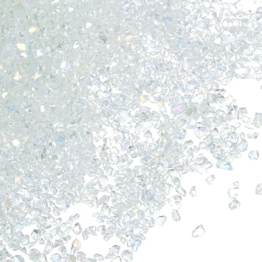 Uxcell Crushed Glass Glitters Colorful Irregular Glass Chips Chunky Stones White