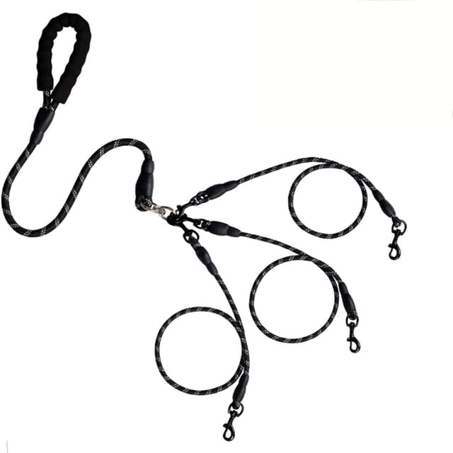 Breezy Deals, Heavy-Duty Lead Rope, Padded Handle, Detachable Splitters, Dual Clips, Versatile Design, for Dogs, Walking Tool, Reliable Training Aid Hzhnb Under 10 | Nylon, Black