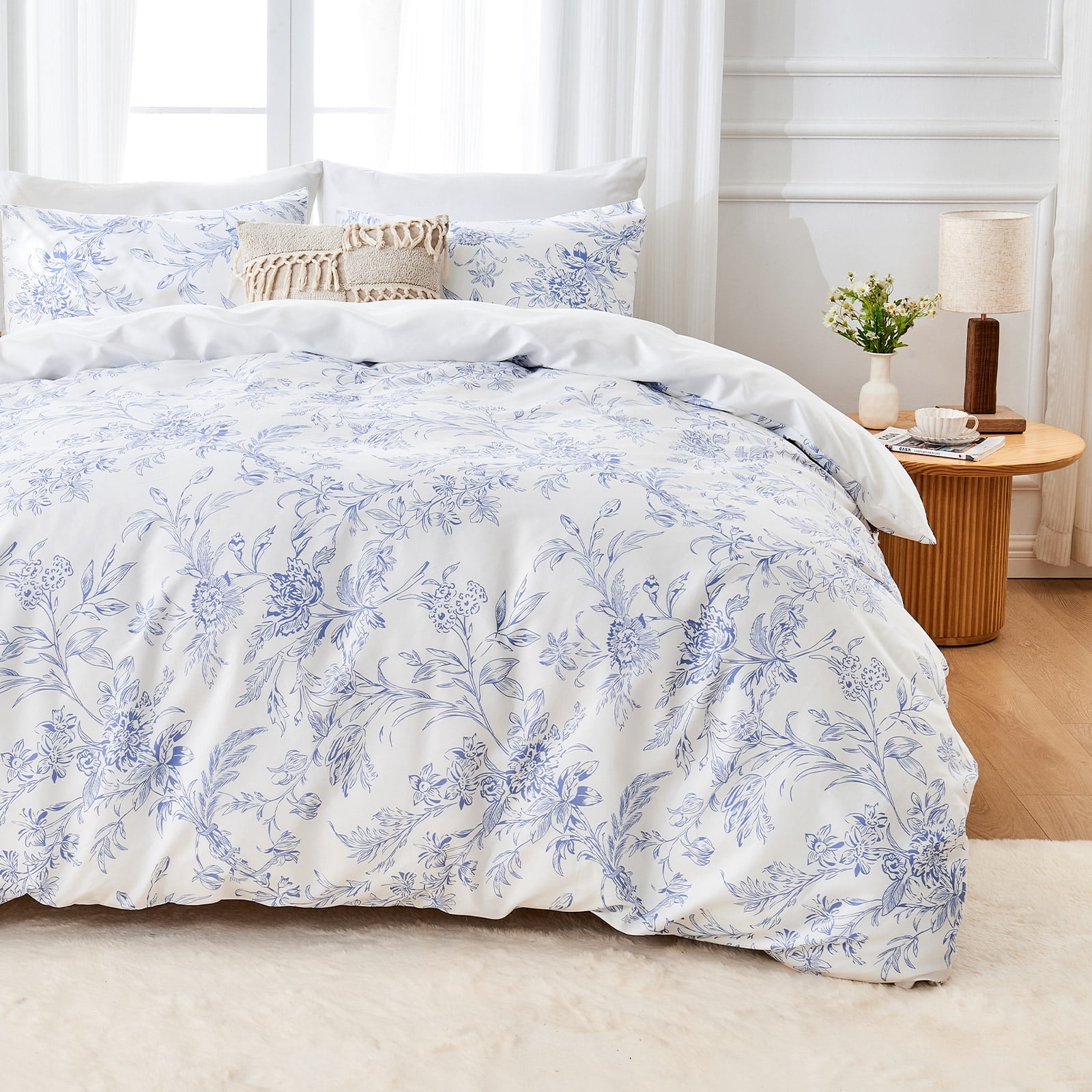 Hitime Queen Duvet Cover Set, Soft & Breathable Microfiber 3 Pieces Queen Bedding Sets, Pattern Queen Comfy Duvet Cover Set, with Zipper Closure (Queen)