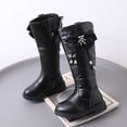 thumbnail image 2 of Pandaie Knee High Boots Girls Fashion Bowknot Riding Mid Calf Booties Low Heel Winter Dress Combat Boot Black 1.5, 2 of 5