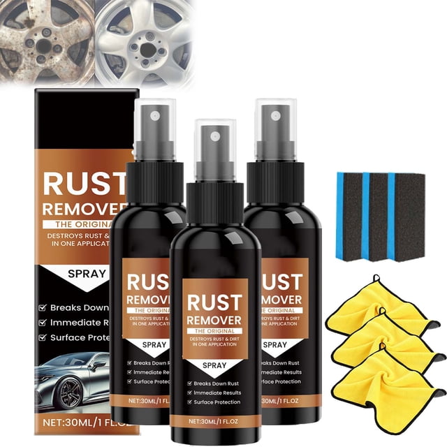 Nexa Rust Remover Spray, Rust Remover for Metal, Nexa Car Scratch Remover, Upgraded Nexa 2.0 Anti Rusts Iron out Spray, 30ml Iron Stain Cleaner for Multiple Surfaces (3, 30 ml)