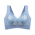 thumbnail image 1 of CHUANK Women‘s Front Closure Posture Wireless Back Support Lace Full Coverage Bra Sky Blue 4XL, 1 of 9