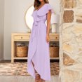 thumbnail image 4 of SMihono Robes d'Été Bohémiennes Femmes Grande Taille Mode Femmes Été Décontracté Col en V Bandage Manches Courtes Robe Imprimée Florale, 4 of 8