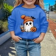 thumbnail image 1 of PMVFHDE Chandails à Capuchon et Chandails pour Filles Mode Enfants Halloween Mignon Imprimé Col Rond Sans Capuche Manches Longues Chandail pour Filles Bleu, 4-5 Ans, 1 of 3