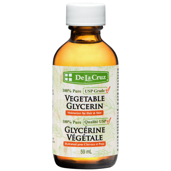 De La Cruz 100% Pure USP Grade Vegetable Glycerin, Moisturizer for Skin and Hair, 2 fl OZ