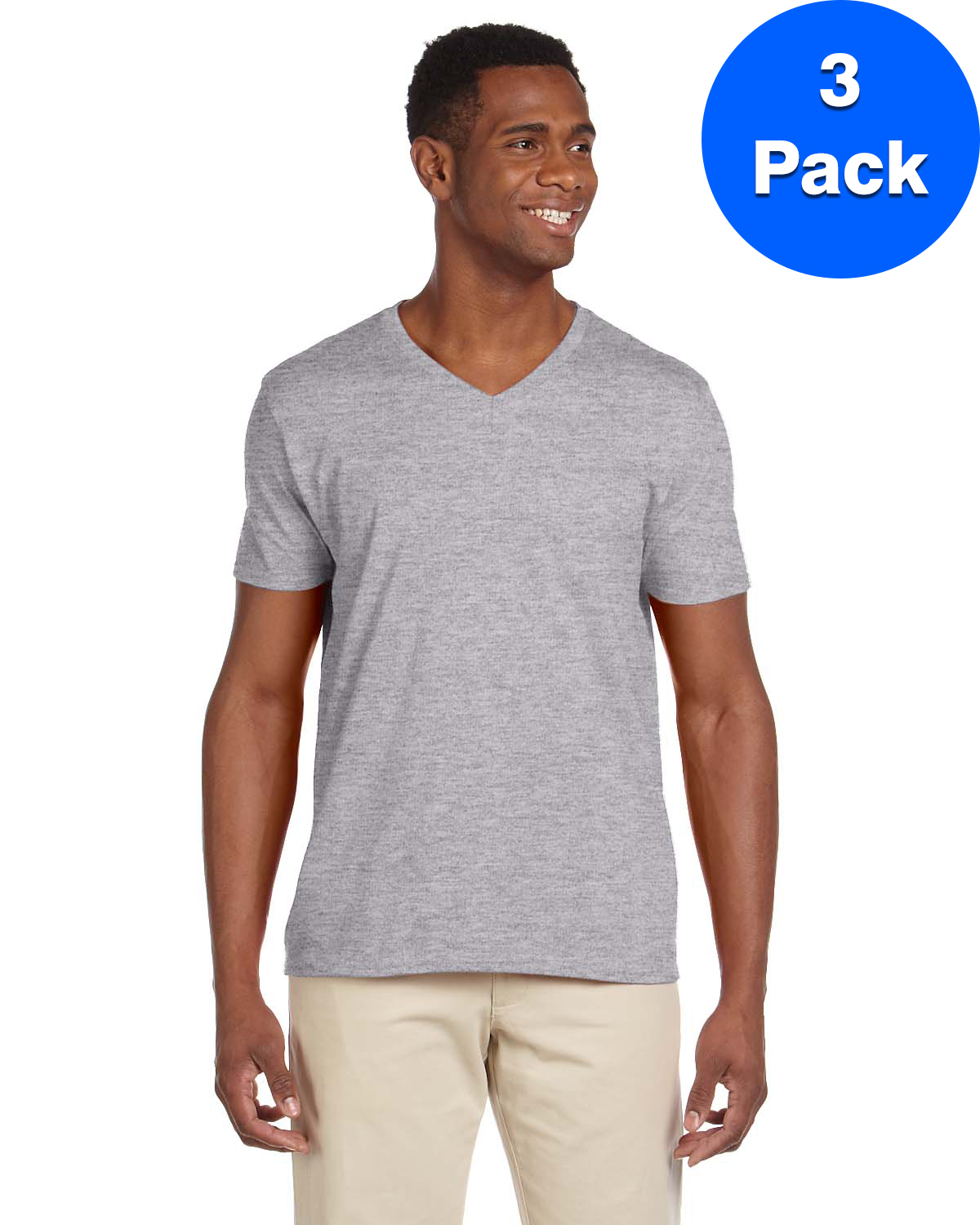 Gildan T-Shirt à Col en V Softstyle pour Hommes - G64V (Lot de 3)