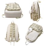 Cute Backpack School Bag Travel Backpack Cute Plaid Backpack With Plush Pendant Lightweight Large Capacity Student Book Bag School Bag Casual Daypack For Outdoor Travel Camping