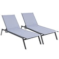 thumbnail image 1 of Topbuy 2PCS Patio Chaise Lounge Chair Outdoor Recliner w/ 6-Level Adjustable Backrest Breathable & Quick-Drying Fabric, 1 of 8