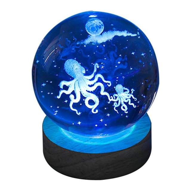 MesaSe 3d Glowing Crystal Ball Night Light Ornament Creative Coloful Night Scene Lamp With Base For Home Decor Gift
