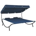 thumbnail image 1 of vidaXL Outdoor Lounge Bed with Canopy and Pillows Blue, 1 of 5