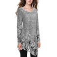 thumbnail image 1 of BJYX T-shirt Femmes Mesh Imprimé Floral Tops Irrégulière Ourlet Chemise Pull Manches Longues Col Rond Chemisiers, 1 of 5