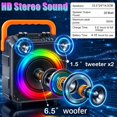 thumbnail image 2 of Karaoke Machine with 2 Wireless Microphones, Portable PA Speaker with Dynamic LED Lights, Support TWS REC/FM/AUX/USB/TF Playback for Home P, 2 of 8