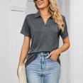 thumbnail image 2 of Birdeem T-Shirt à Manches Courtes Uni Col Mode pour Femmes Blouse Ample, 2 of 7