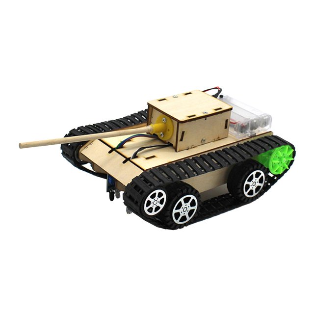 segolike DIY Wooden Kids Science Experiment Kits RC Tank 3D Puzzle 4 Automatic