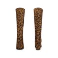 thumbnail image 2 of Unique Bargains Bottes Hauteur Genou à Bout Rond à Talons Épais pour Femme Léopard (Taille 6), 2 of 7