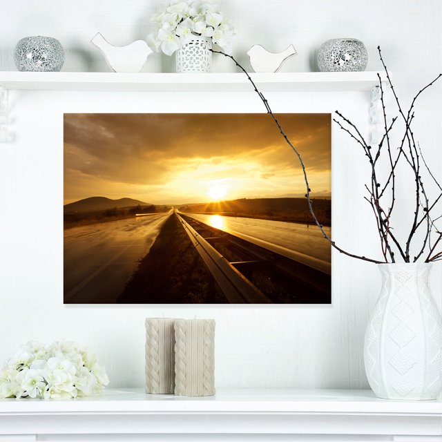 Wet After Rain Road at Sunset - Extra Large Wall Art Landscape
