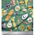 thumbnail image 1 of Soimoi Green Poly Georgette Fabric Mixed Vegetable Printed Fabric 1 Yard 42 Inch Wide, 1 of 3