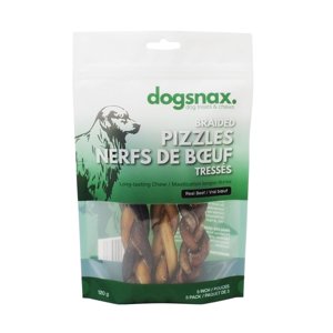 Dogsnax 5" Pizzles tressées, paquet de 5