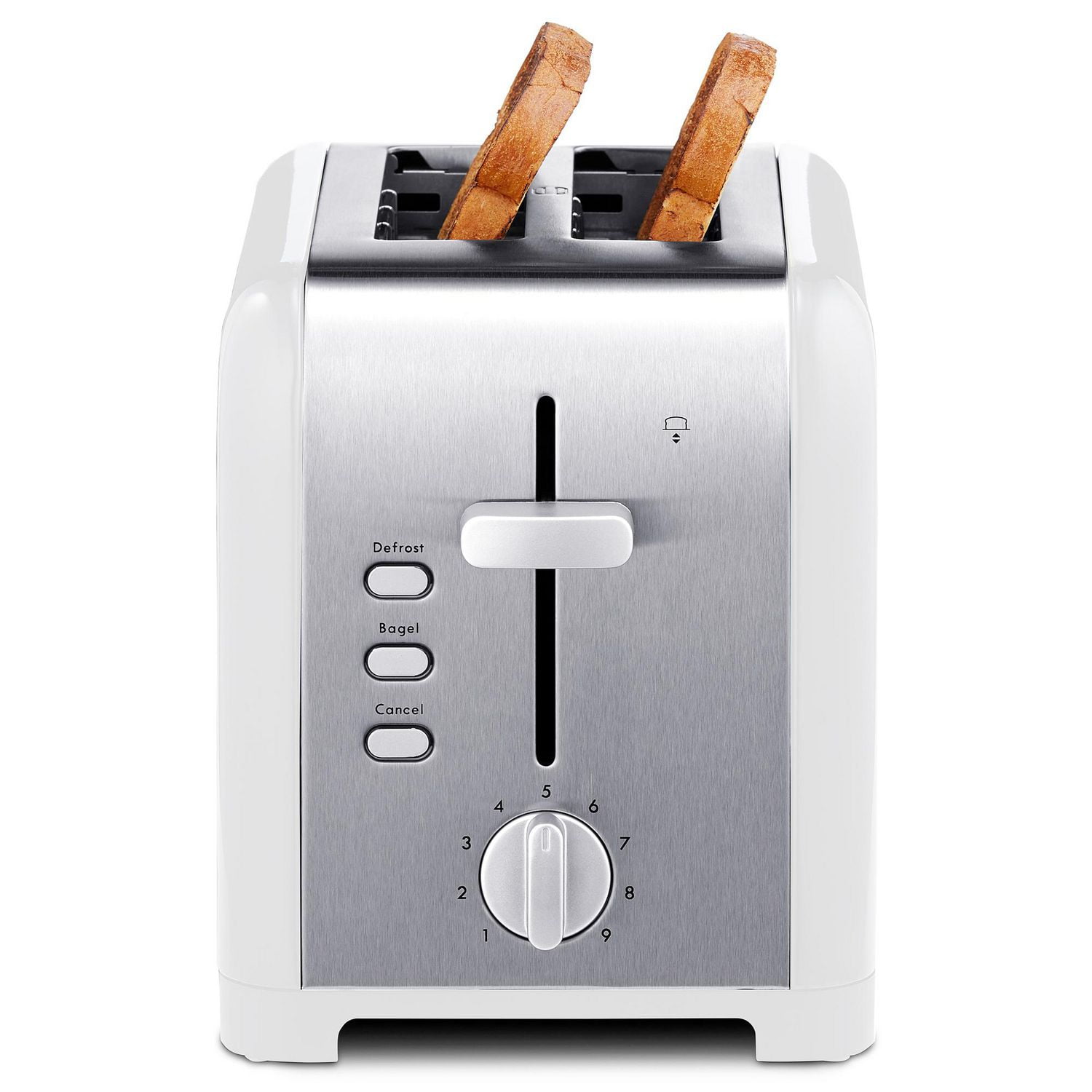 Kenmore 2-Slice Stainless Steel Toaster, Dual Controls, Extra Wide Slots, 9 Browning Levels, for Toast, Bagels & English Muffins
