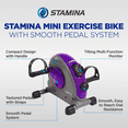 thumbnail image 2 of Stamina Mini Exercise Bike with Smooth Pedal System, Purple, 2 of 12