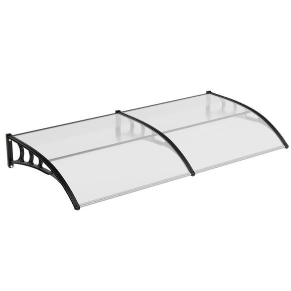 40''x80'' Clear Polycarbonate Outdoor Door Awning Canopy – UV, Rain, Snow, Sun Protection – Sturdy Plastic Steel Bracket – Transparent Entrance & Window Shelter