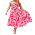 thumbnail image 4 of Summer Women Pleated Maxi Dress Solid/Print Ruched Bust Open Back Flowy Maxi Long Dress, 4 of 7