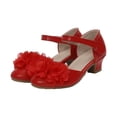 thumbnail image 2 of BOBOGOJP Dress Shoes For Girls Girls High Heels Little Girls Hollow Round Toe Thick Heels Silk Flower Princess Shoes Children's Dance Performance Shoes Red for 2.5, 2 of 6
