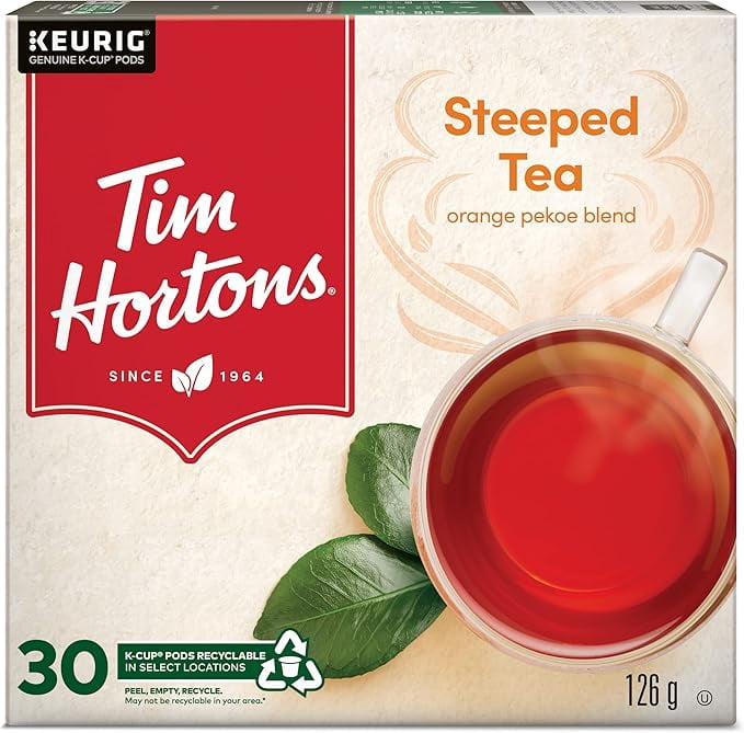 Tim Hortons Steeped Orange Pekoe Tea, Single Serve Keurig K - , 30 Count (2 Packs, Total 60 Pods)