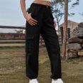 thumbnail image 2 of Timegard Womens Cargo Pants High Waisted Cinch Bottom Lightweight Hiking Solid Color Pants with Pockets, 2 of 6