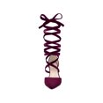 thumbnail image 5 of BLISSFUL STEP Women's Shoes Velvet Lace Up Block Heels Pointed Toe Pumps Burgundy 7.5, 5 of 5