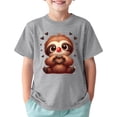 thumbnail image 1 of T-shirts Filles Enfants Imprimé Animaux Mignons Sports Décontracté Col Rond Manches Courtes Hauts Filles Gris 8-10 Ans, 1 of 4