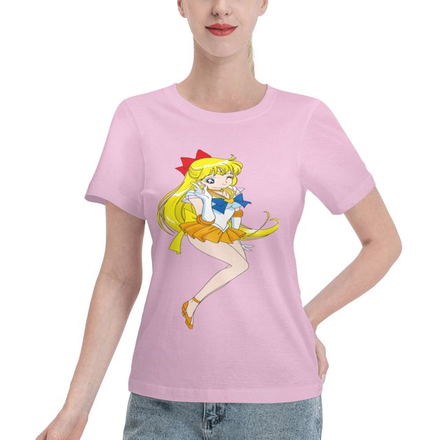 T-Shirt Basique à Manches Courtes pour Femmes Sailor Moon Aino Minako