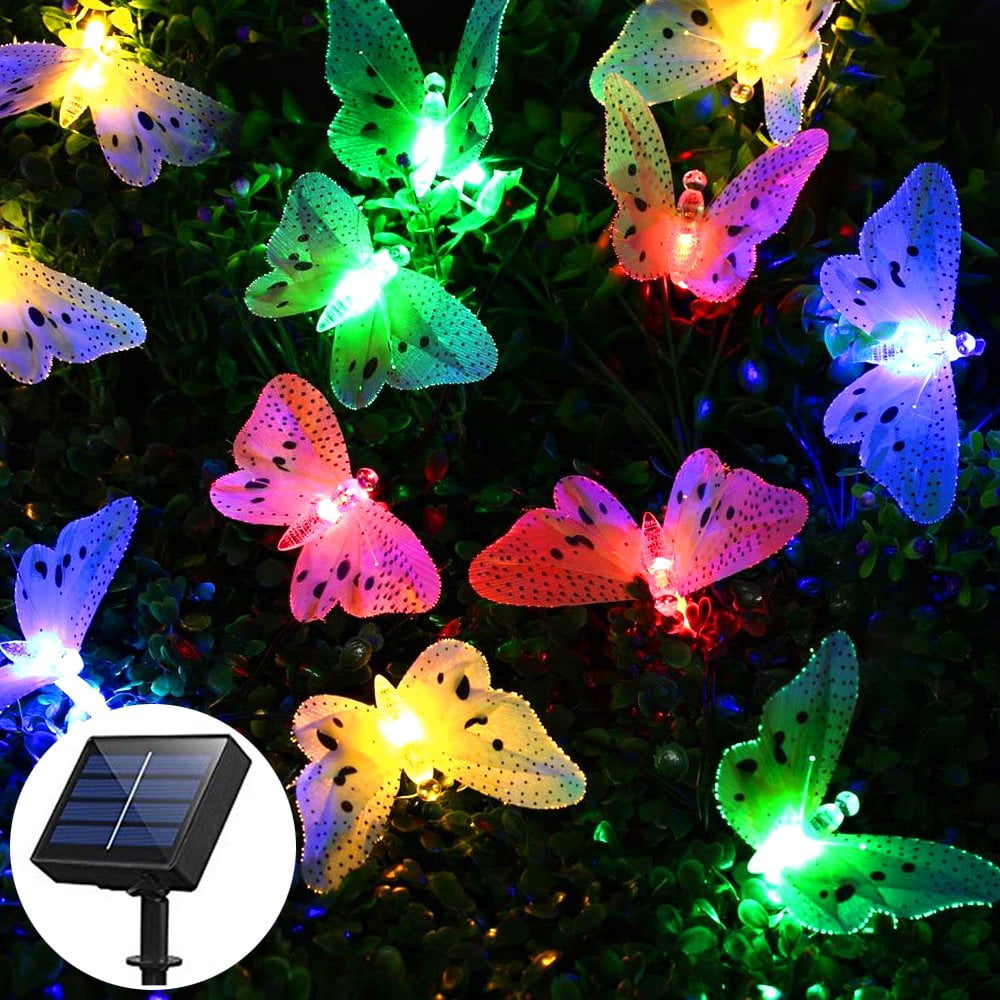 MesaSe Solar String Lights Outdoor  Butterfly Solar Light String Waterproof Decorative Lighting for Patio Garden Yard Party Wedding Christmas Decoration