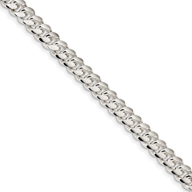 Sterling Silver 7.8mm Polished Domed Curb Chain (Weight: 25.84 Grams, Length: 8 Inches)