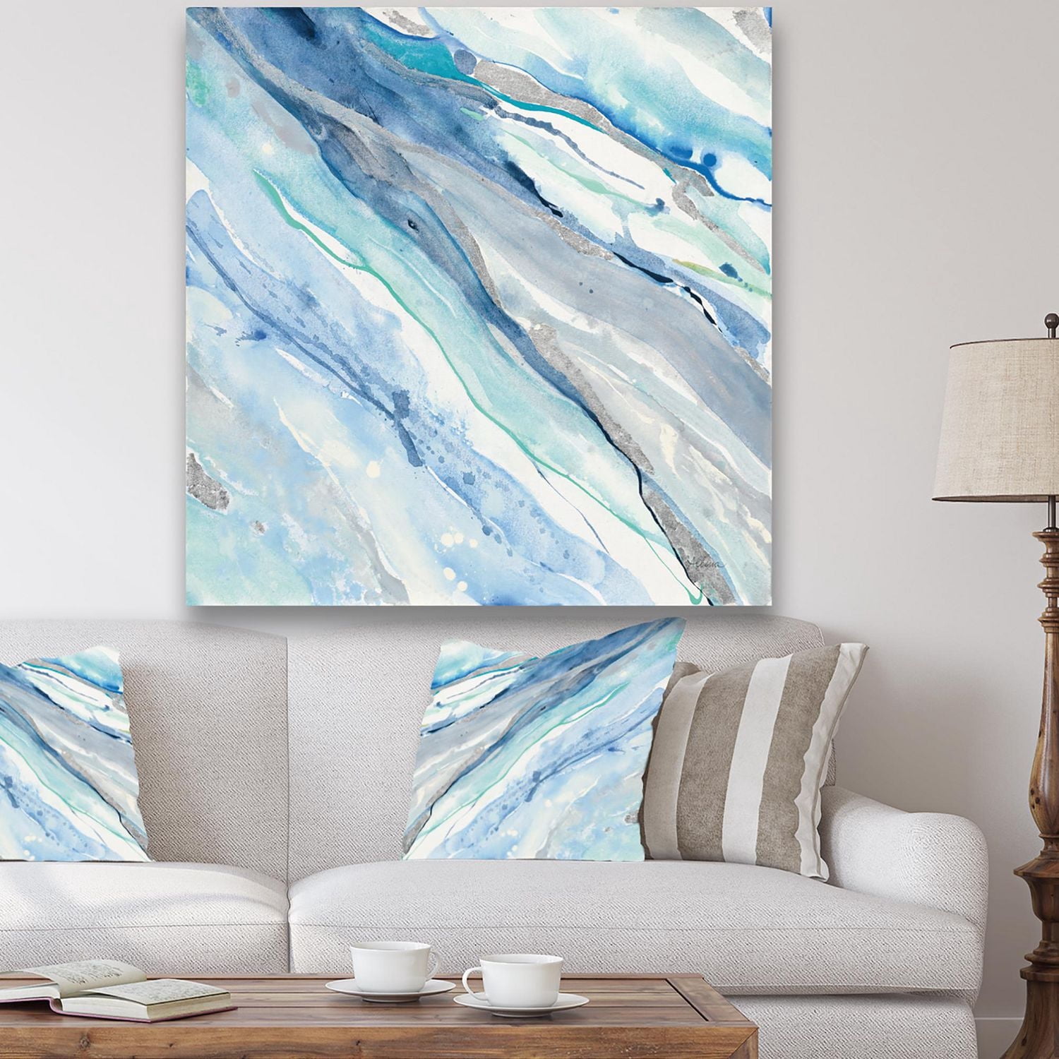 Designart Bleu Silver Spring II Art mural sur toile