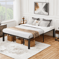 thumbnail image 1 of Yaheetech Metal Platform Bed Frame with Steel Slat Support, California King, Black, 1 of 9