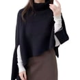 thumbnail image 1 of Baohd Knit Pullover Turtleneck Sweater Winter Coat Fashionable Irregular Solid Color Knit Sweater Knit Top black, 1 of 6