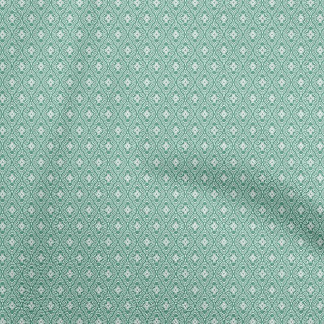 oneOone Rayon Sea Green Fabric Asian Block Tile Craft Projects Decor Fabric Printed By The Yard 56 Inch Wide