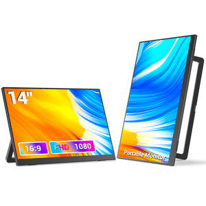 14 De pouce ultra-mince IPS Moniteur portable FHD 1920×1080P, stand de kick intégré & Intervenants USB-C/HDMI Moniteur de voyage pour ordinateur portable, PC, Téléphone & Mac