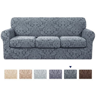 Subrtex Sofa Cover Stretch Jacquard Damask Sofa Cover with 3 Separate Seat Cushion Cover