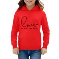 thumbnail image 4 of PMVFHDE Chandail à Col Rond pour Enfant Garçon Fille Manches Longues Imprimés Lettres Chaud Chandail à Capuchon chandail Hauts Enfants Chandail Fille, Rouge, 3-4 Ans, 4 of 4