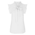 thumbnail image 4 of Timegard Womens Tops Ruffle Cap Sleeve V Neck Lightweight Solid Color Work Office Casual Tops Summer, 4 of 7