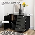 thumbnail image 3 of HOMCOM Modern Mobile 5-Drawer Chest with Door, Office Storage Cabinet Black, 3 of 5