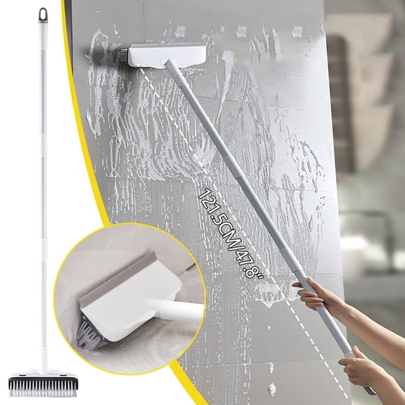 TopLLC Floor Scrub Brush With Long Handle, 2 In 1 Scrape Brush Stiff Bristle Brush Scrubber, Cleaning Brush For Deck, Bathroom, Tub, Tile, Grout, Patio, Garages